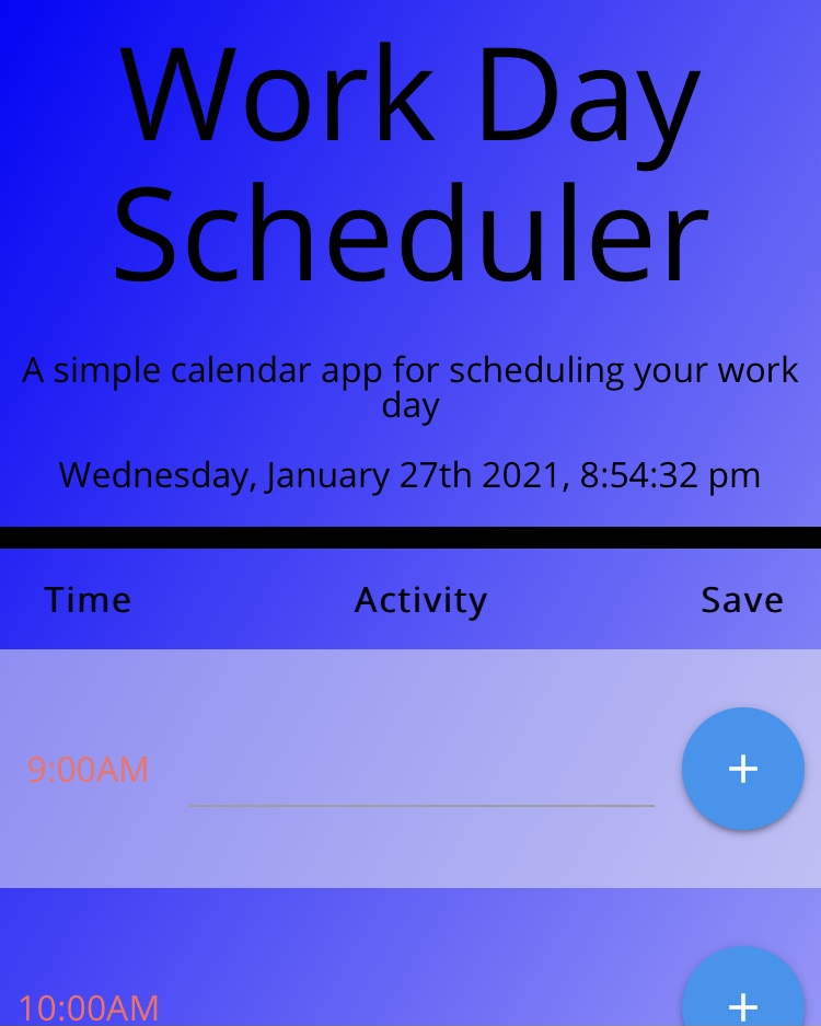 work day scheduler project